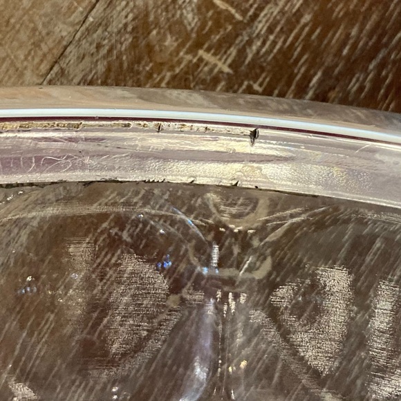 Vintage Glass Serving Bowl With Silver Plated Rim - Picture 10 of 14